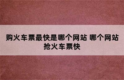 购火车票最快是哪个网站 哪个网站抢火车票快